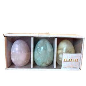 Bella Lux Set of 3 Alabaster Easter Eggs Pastel Spring New In Box